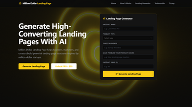Milion Dollar - Launch pages that convert  template preview
