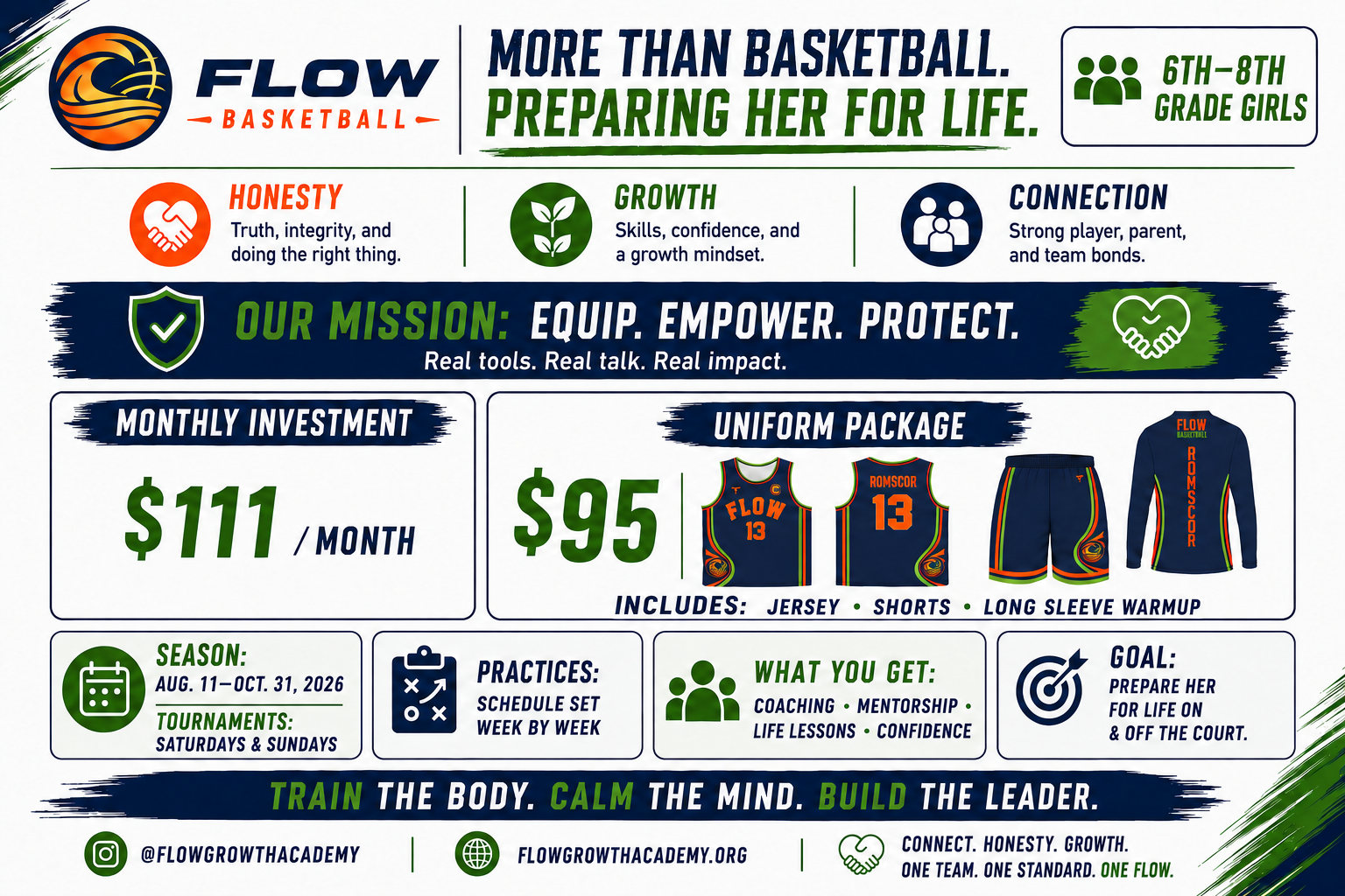 FLOW Basketball pricing flyer