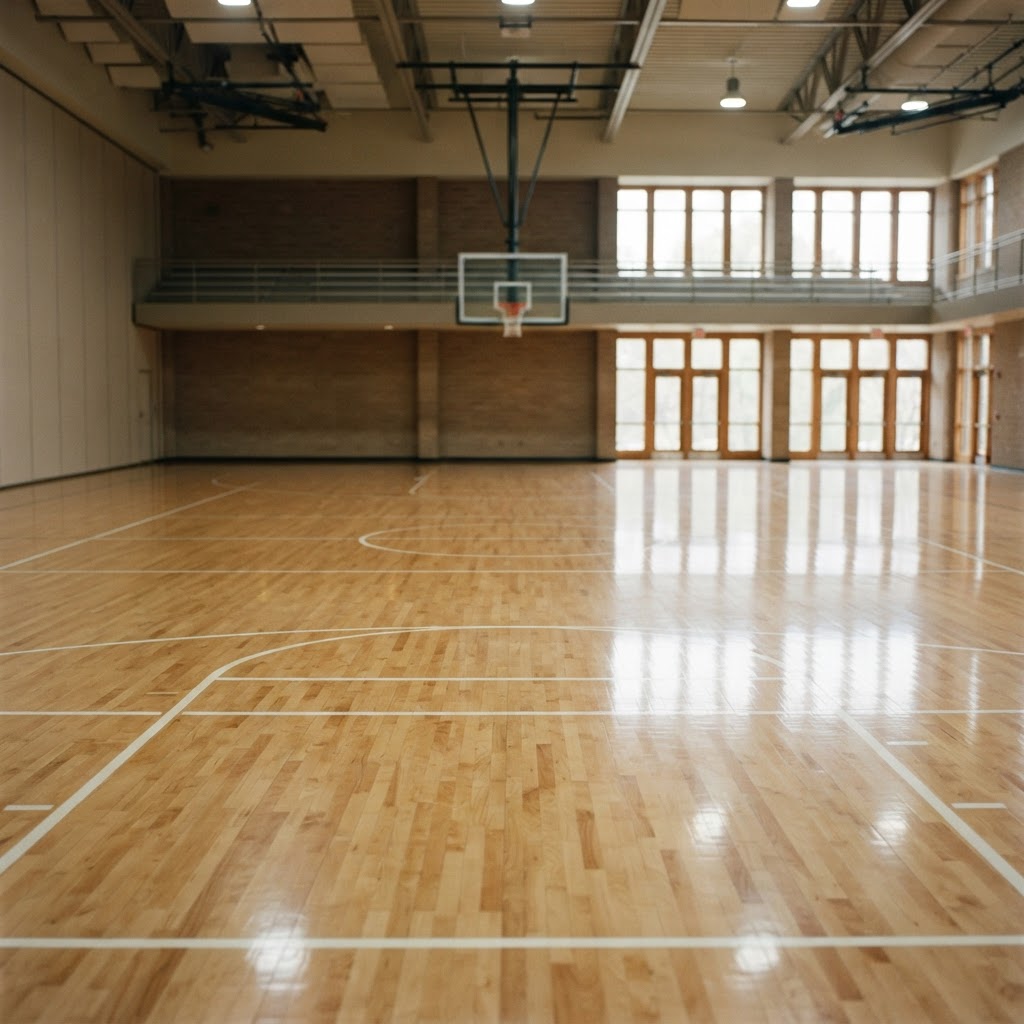 Empty indoor basketball court
