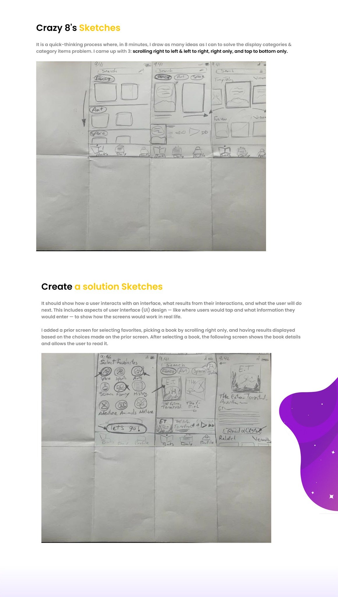 Moodboard and sketch explorations