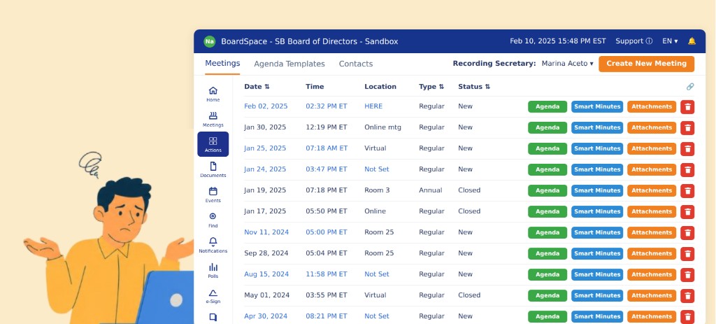 Legacy Meetings Landing Page — BoardSpace