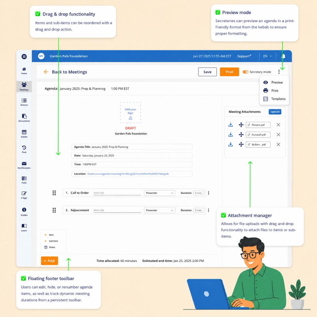 Modern Agenda Builder