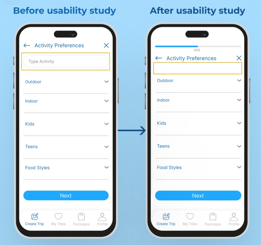First round — Type Activity bar removed from Activity Preferences