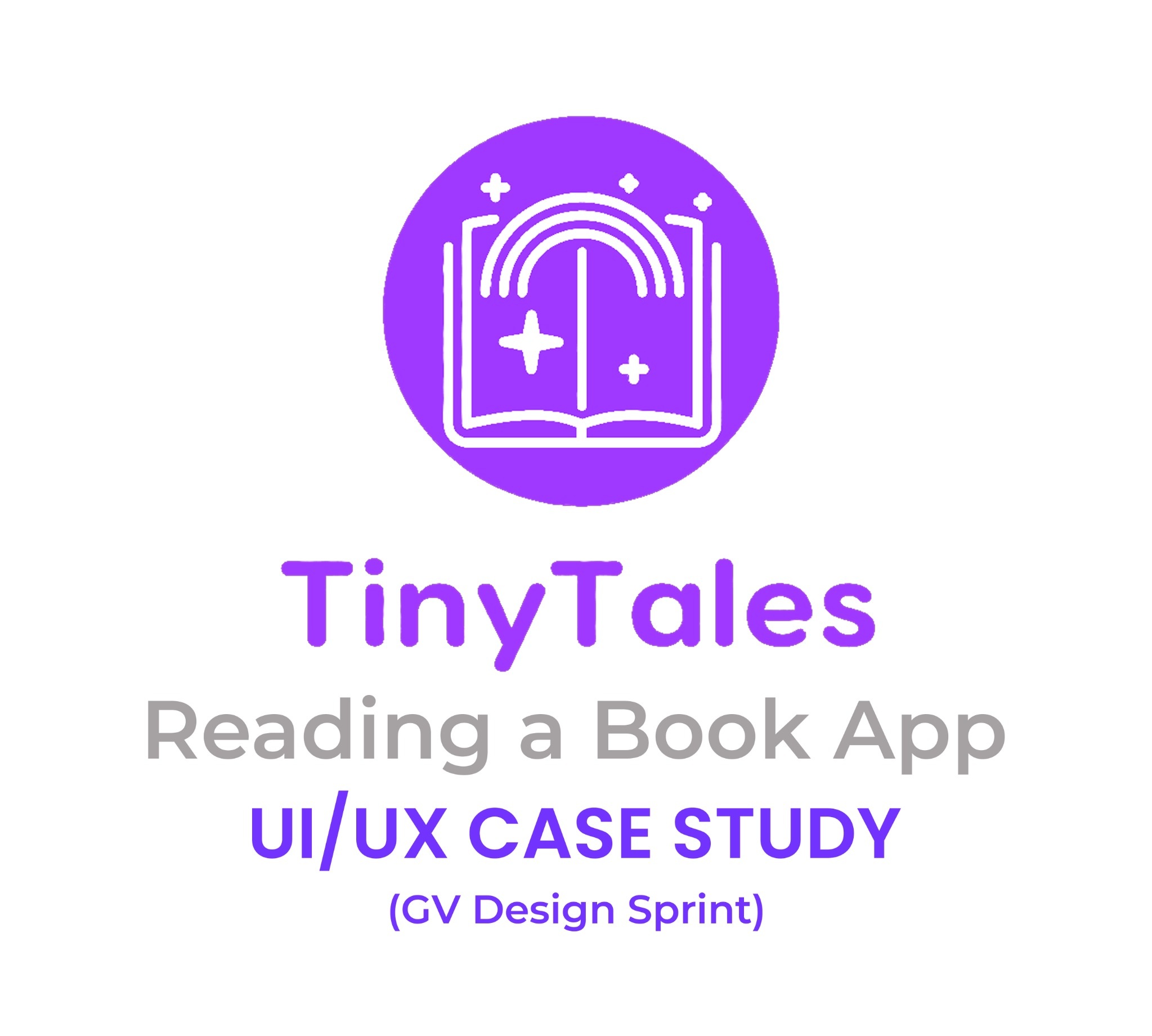 TinyTales header — logo, Reading a Book App, UI/UX case study