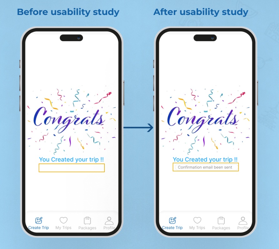 First round — booking confirmation added after the Congratulations message