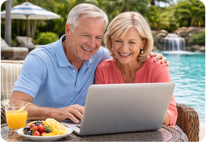 Homeowners using laptop