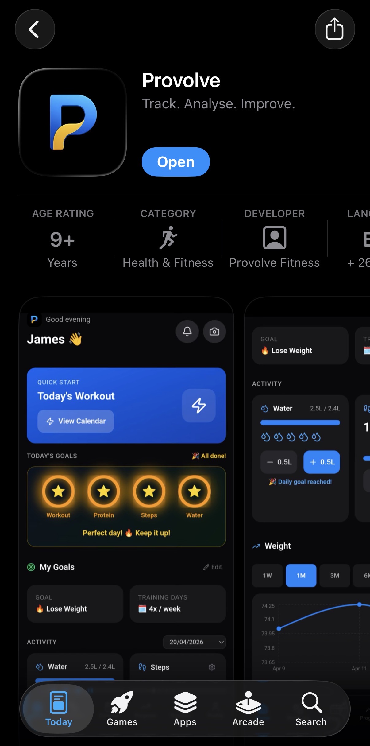 Provolve app screenshot