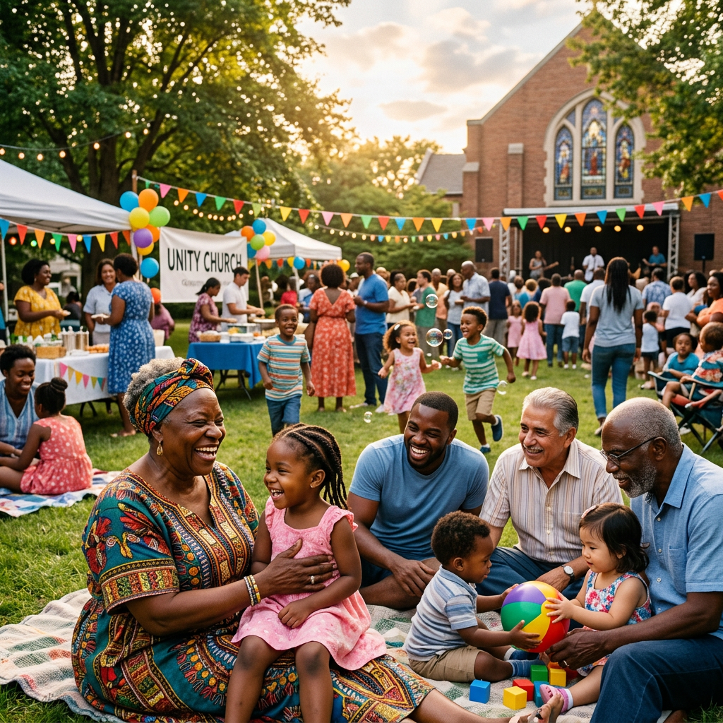 Multicultural multi-generational church event