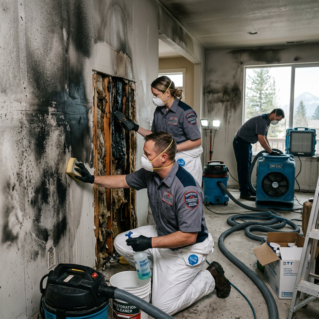 Fire damage restoration in a Sandpoint Idaho home by North Idaho Flood and Fire