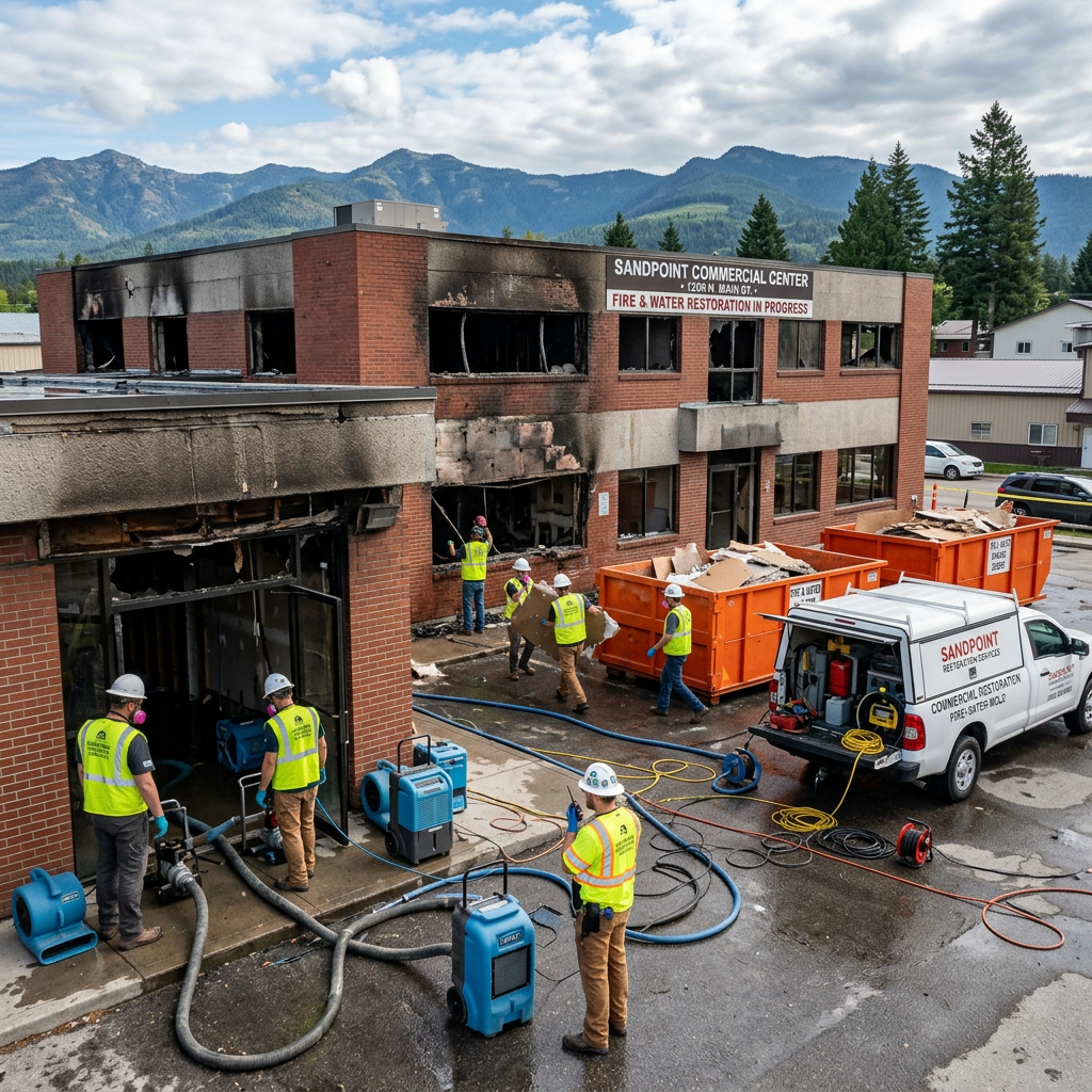 Commercial fire and water damage restoration in Sandpoint Idaho by North Idaho Flood and Fire