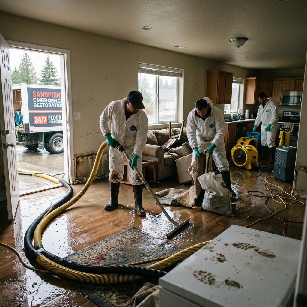 Flood damage cleanup in a Sandpoint Idaho property by North Idaho Flood and Fire