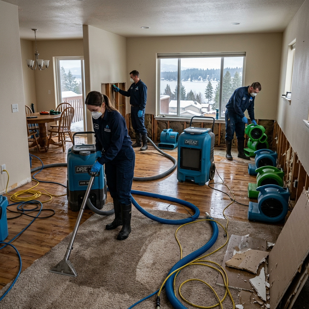 Water damage restoration in a Sandpoint Idaho home by North Idaho Flood and Fire