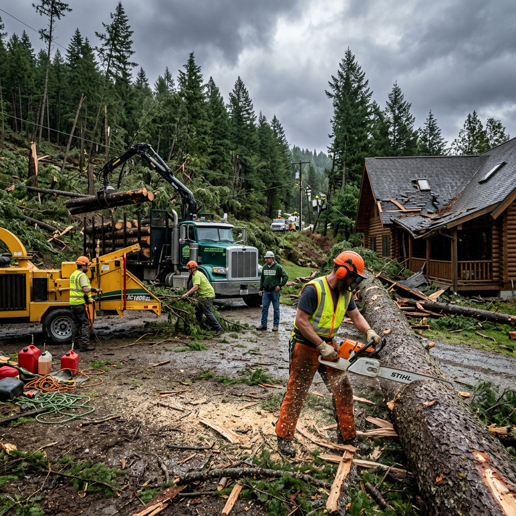 Storm damage tree cleanup in North Idaho by Northwest Tree Care