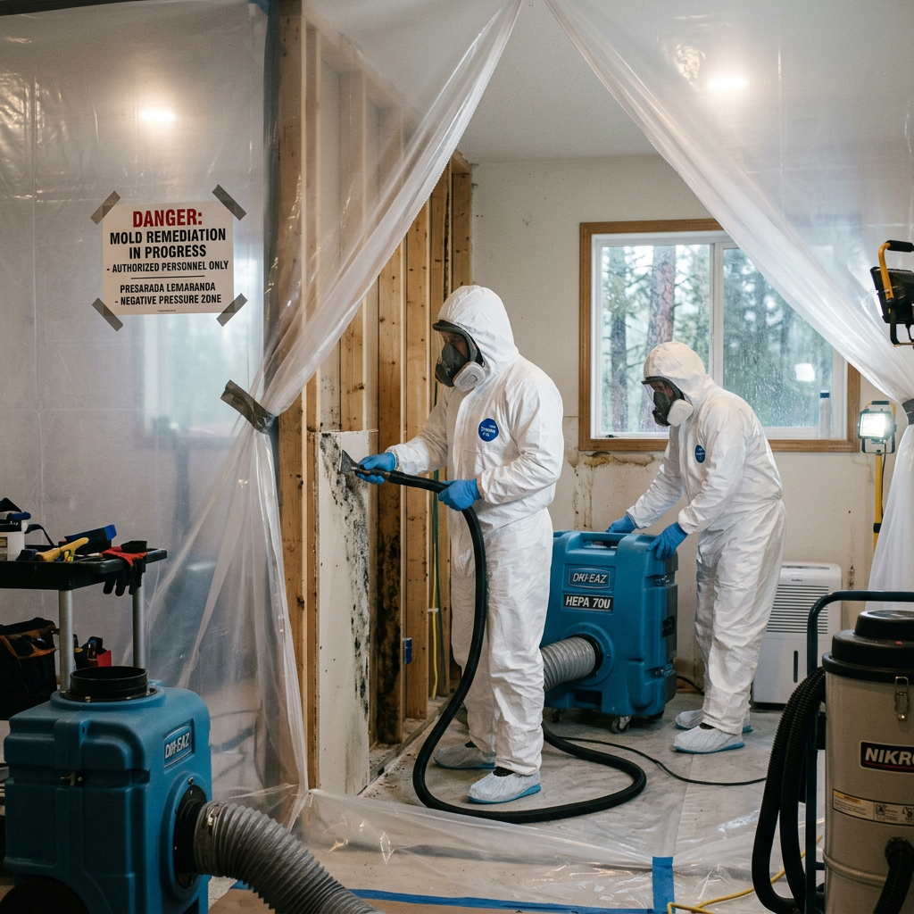 Professional mold remediation in a Sandpoint Idaho home by North Idaho Flood and Fire
