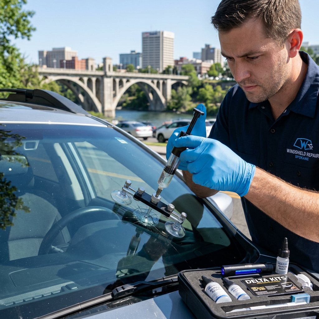 Windshield chip repair in Spokane WA by Grizzly Glass Centers