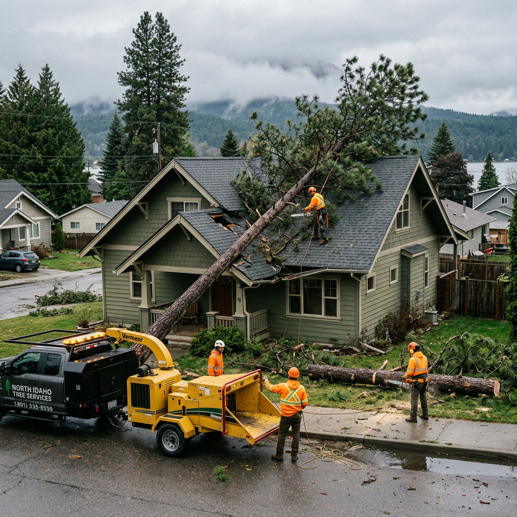 Emergency tree removal after storm damage in Sandpoint Idaho by Northwest Tree Care