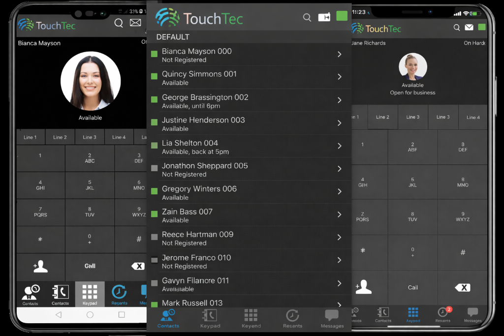 TouchTec Mobile App Interface
