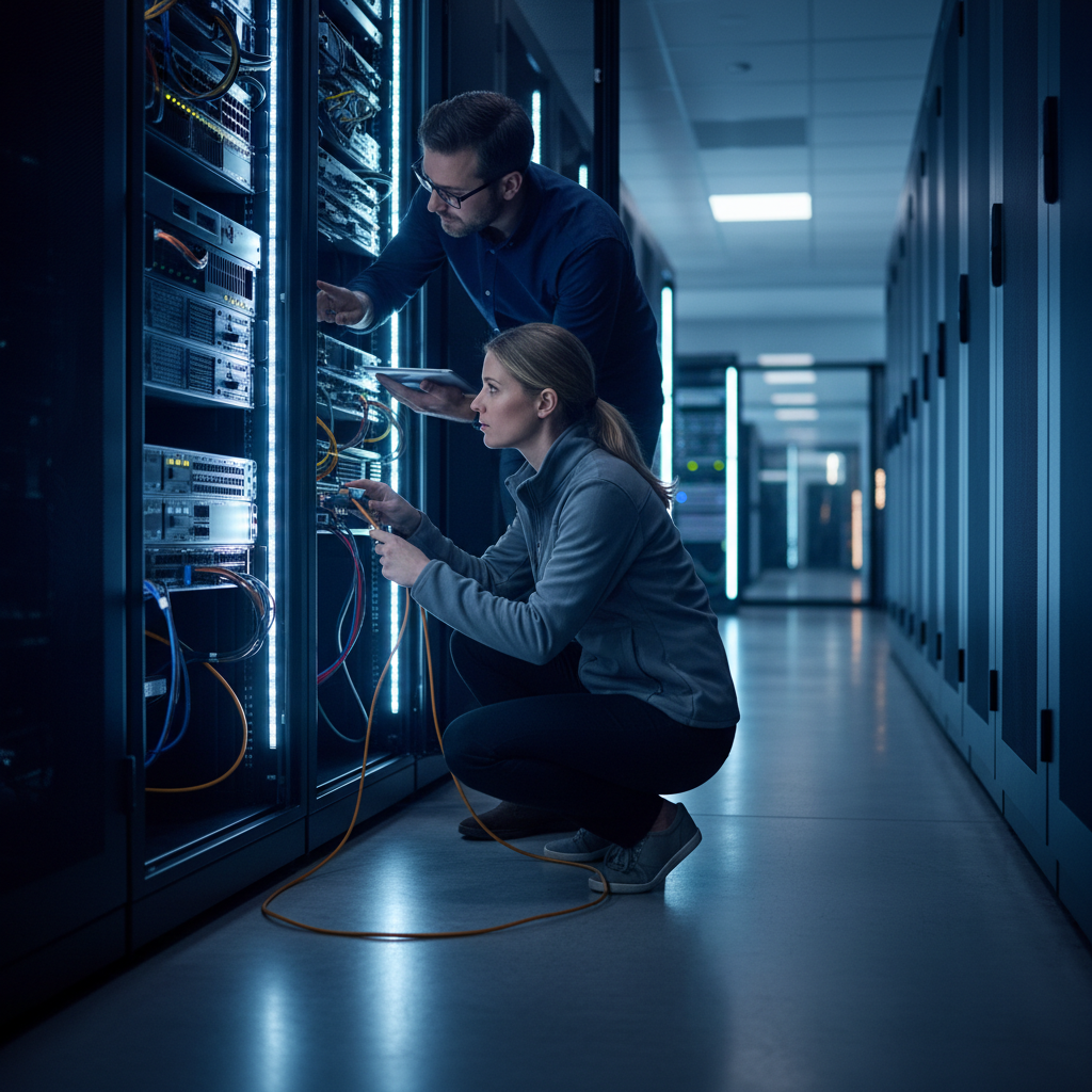 TouchTec engineers working on hosted communications infrastructure