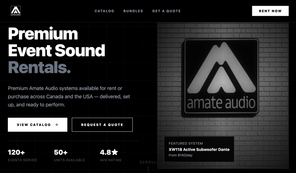 Amate Audio website screenshot 1