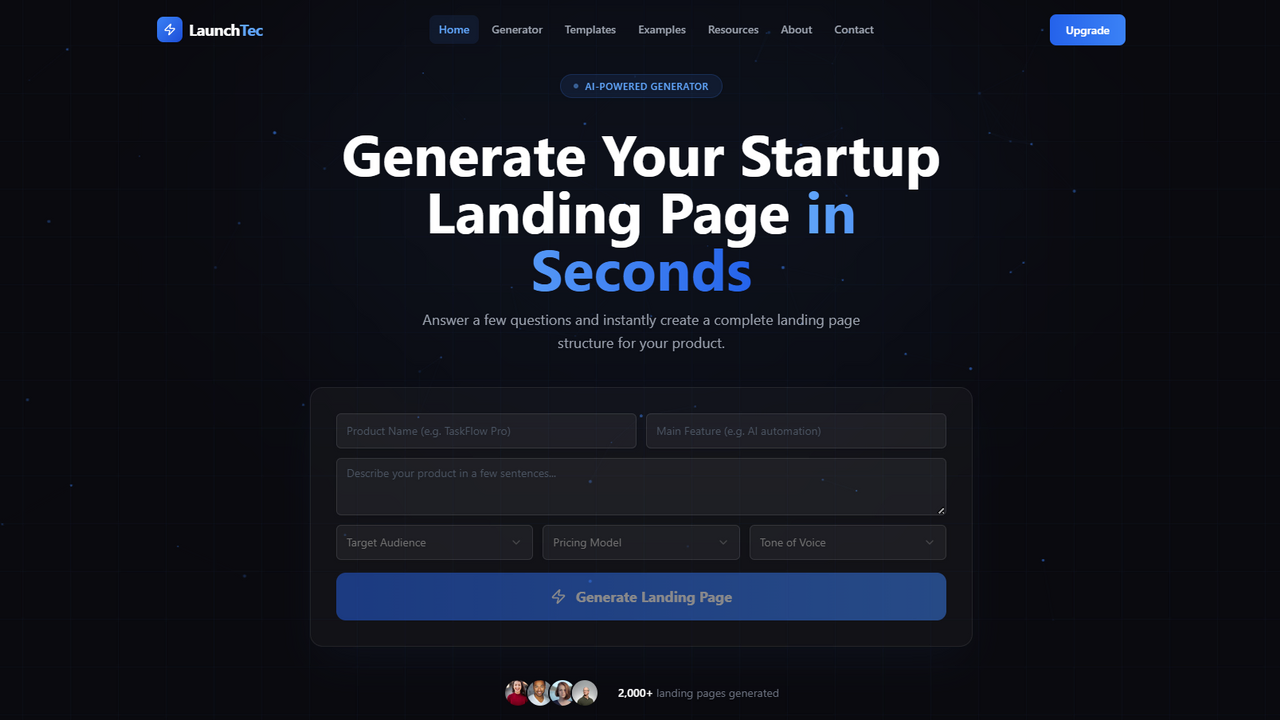 LaunchForge — Landing page builder for launches template preview