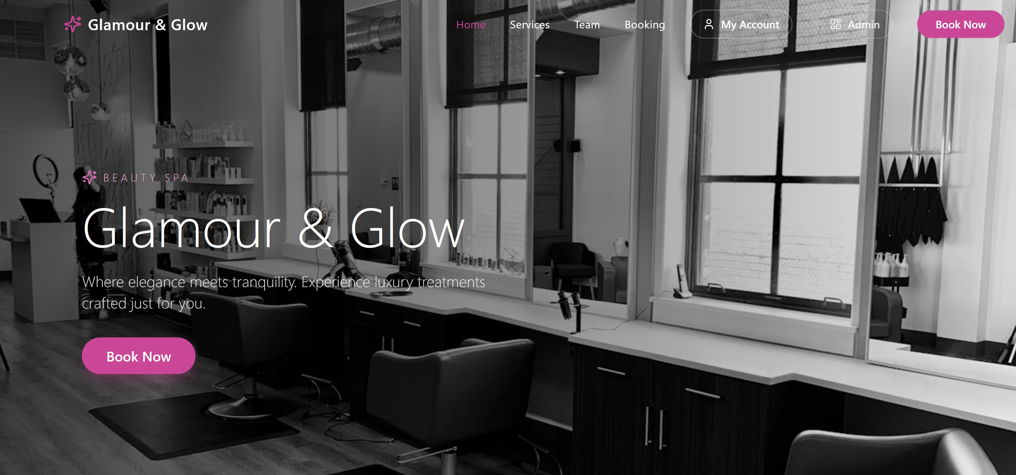Glamour & Glow Saloon & Spa template preview
