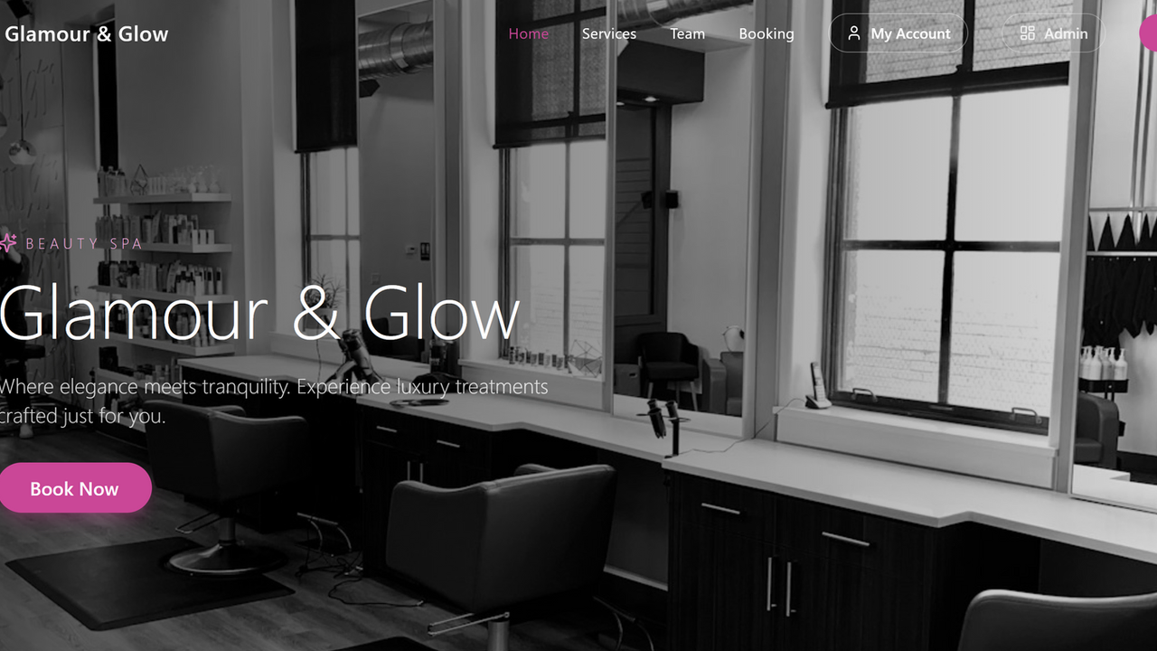 Glamour & Glow Saloon & Spa template preview