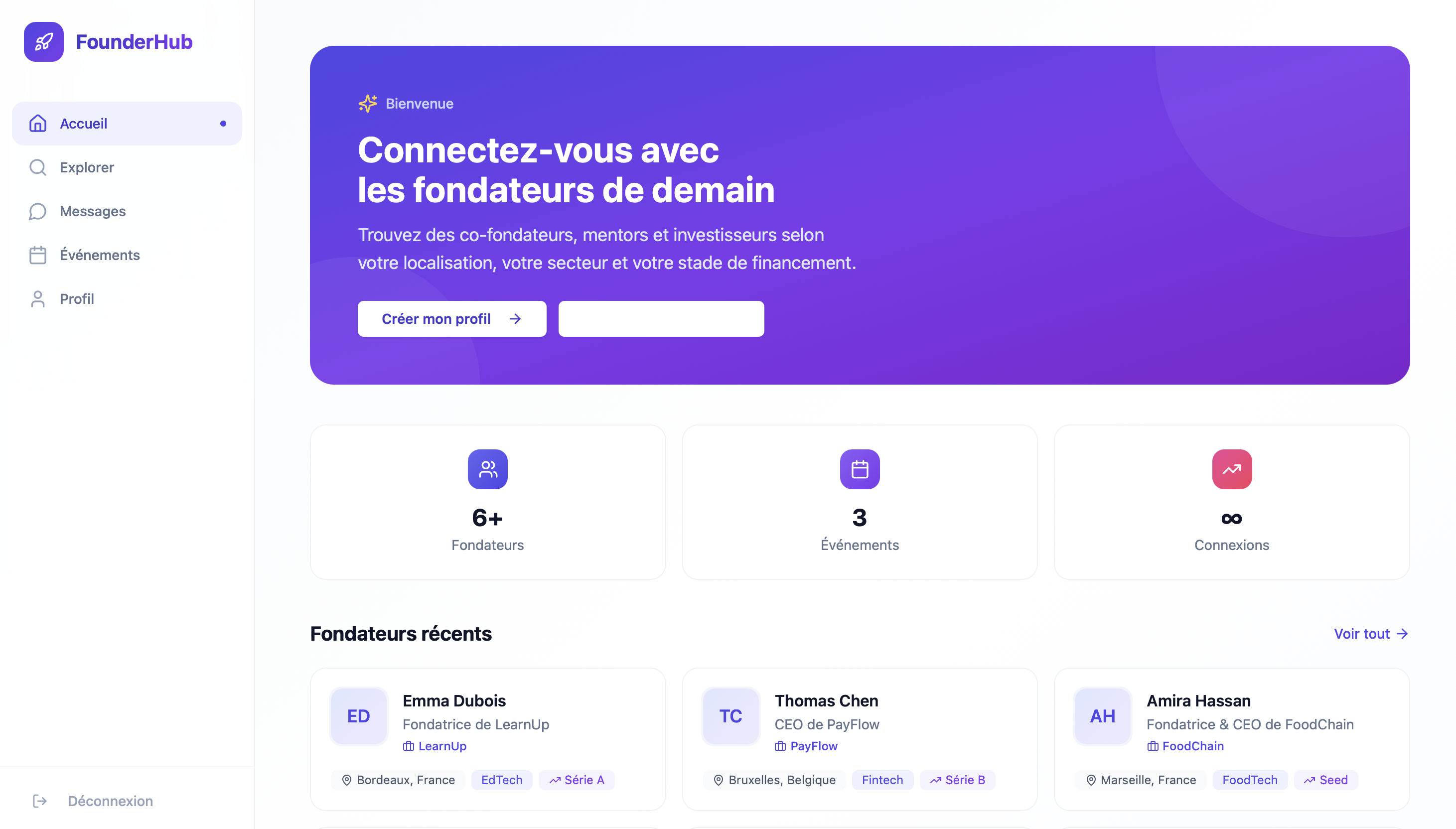 Founder Hub template preview