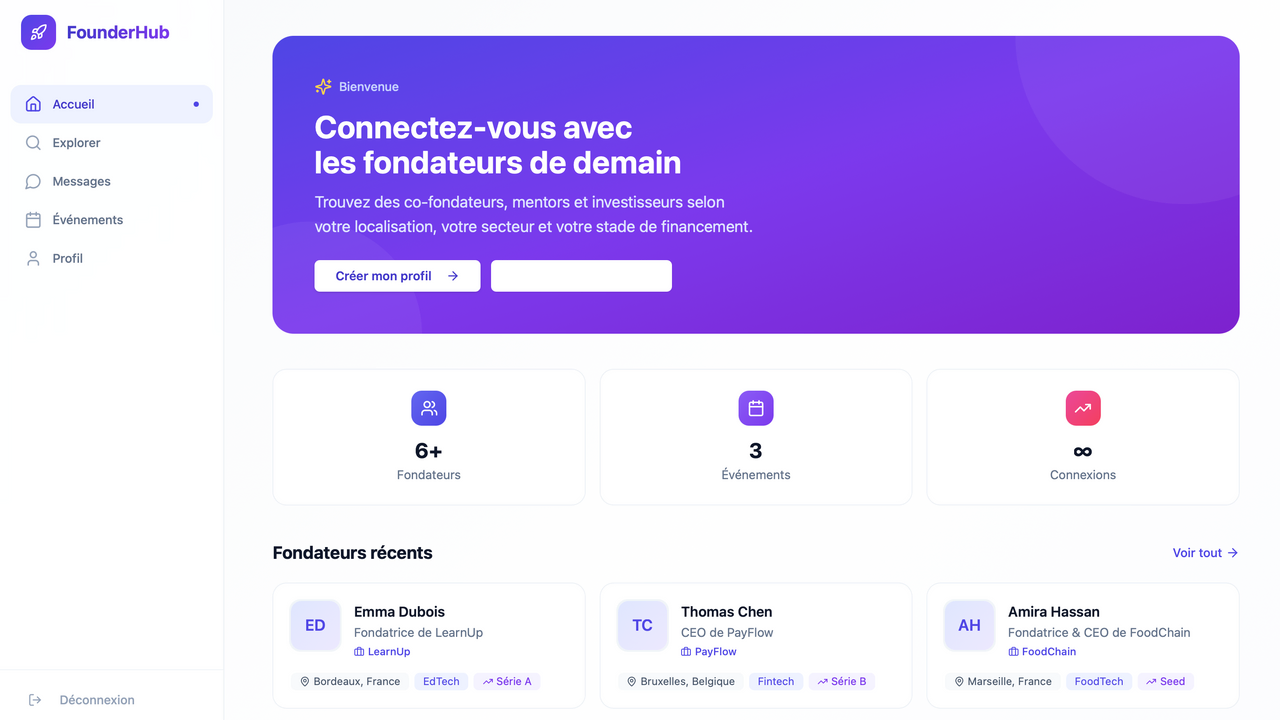 Founder Hub template preview