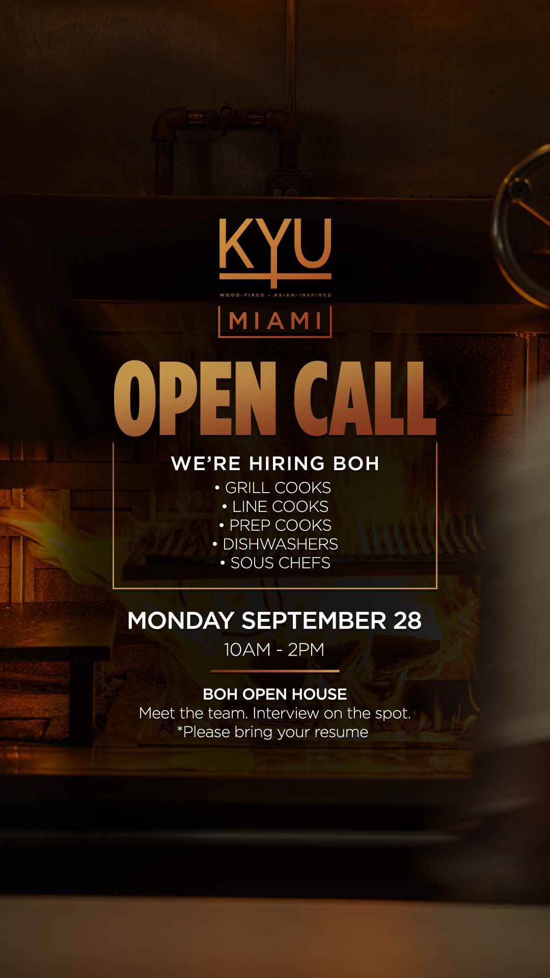 KYU Miami Open Call — We're Hiring BOH