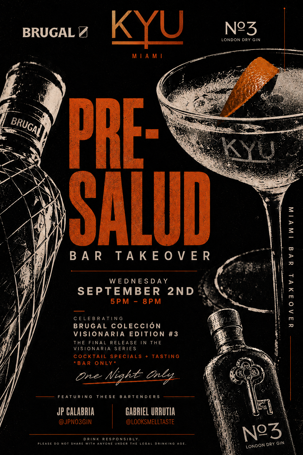 Pre-Salud Bar Takeover at KYU Miami — Brugal & Nº3 London Dry Gin