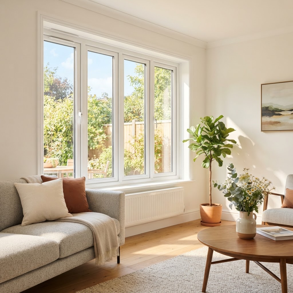Interior view of bright natural light streaming through newly installed replacement windows