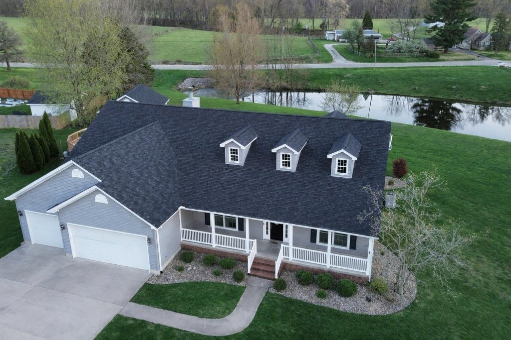 Completed roof — aerial drone view