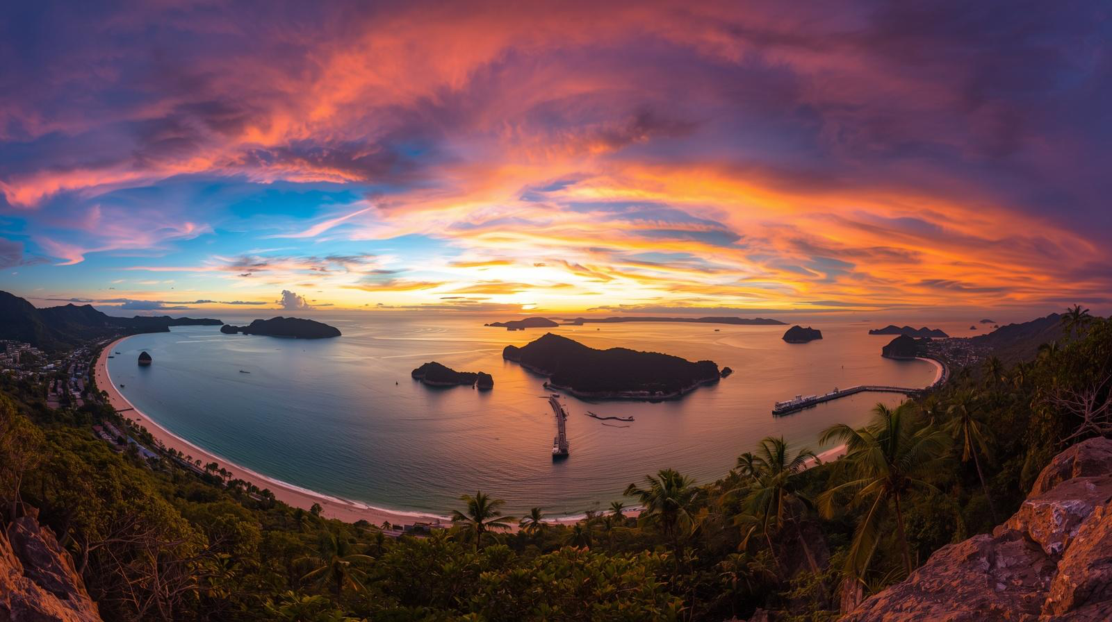 Koh Phangan panoramic view at sunset
