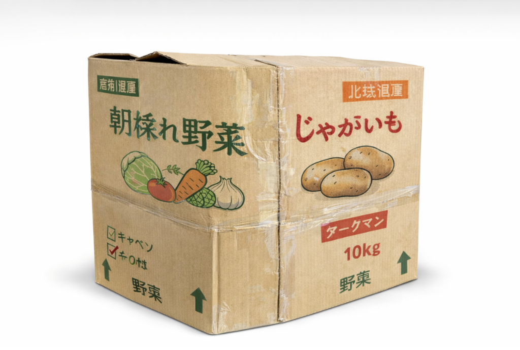 2～3枚の段ボールを継ぎ足して梱包