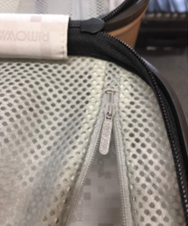 RIMOWA 内装スライダー外れ補修(ファスナー修理) 修理後