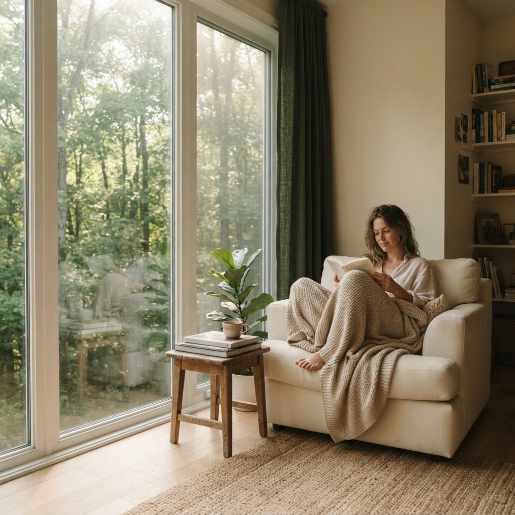 A calm everyday moment by a sunlit window