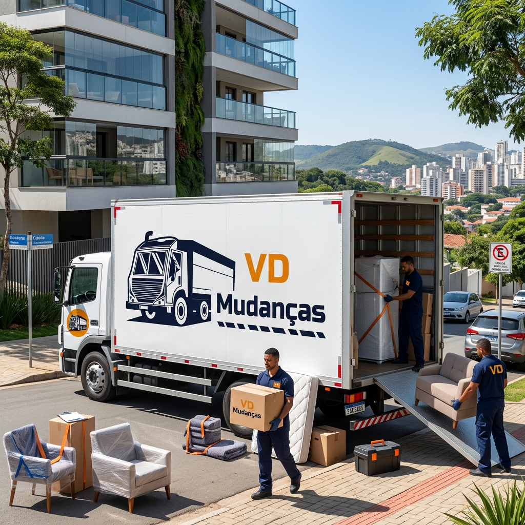 Caminhão VD Mudanças em Belo Horizonte com equipe profissional