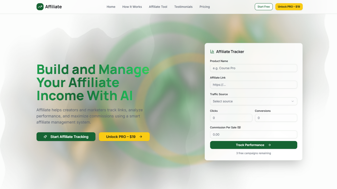 Affiliate – AI-Powered Affiliate Marketing Platform template preview