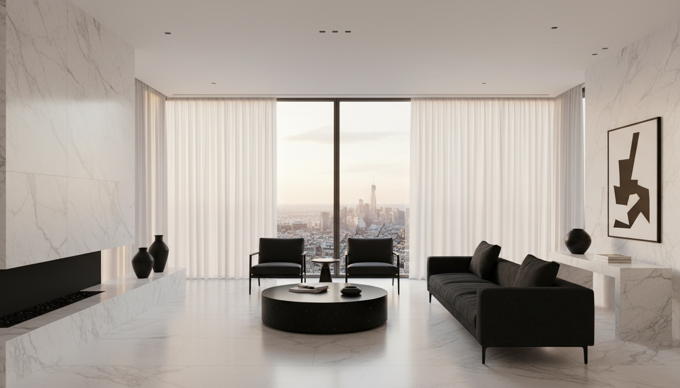 Luxury modern interior with city views