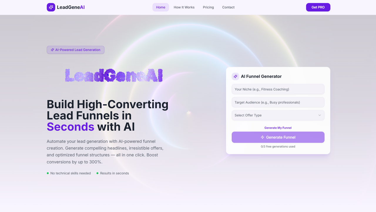 Leadgene — Funnel builder for lead generation template preview
