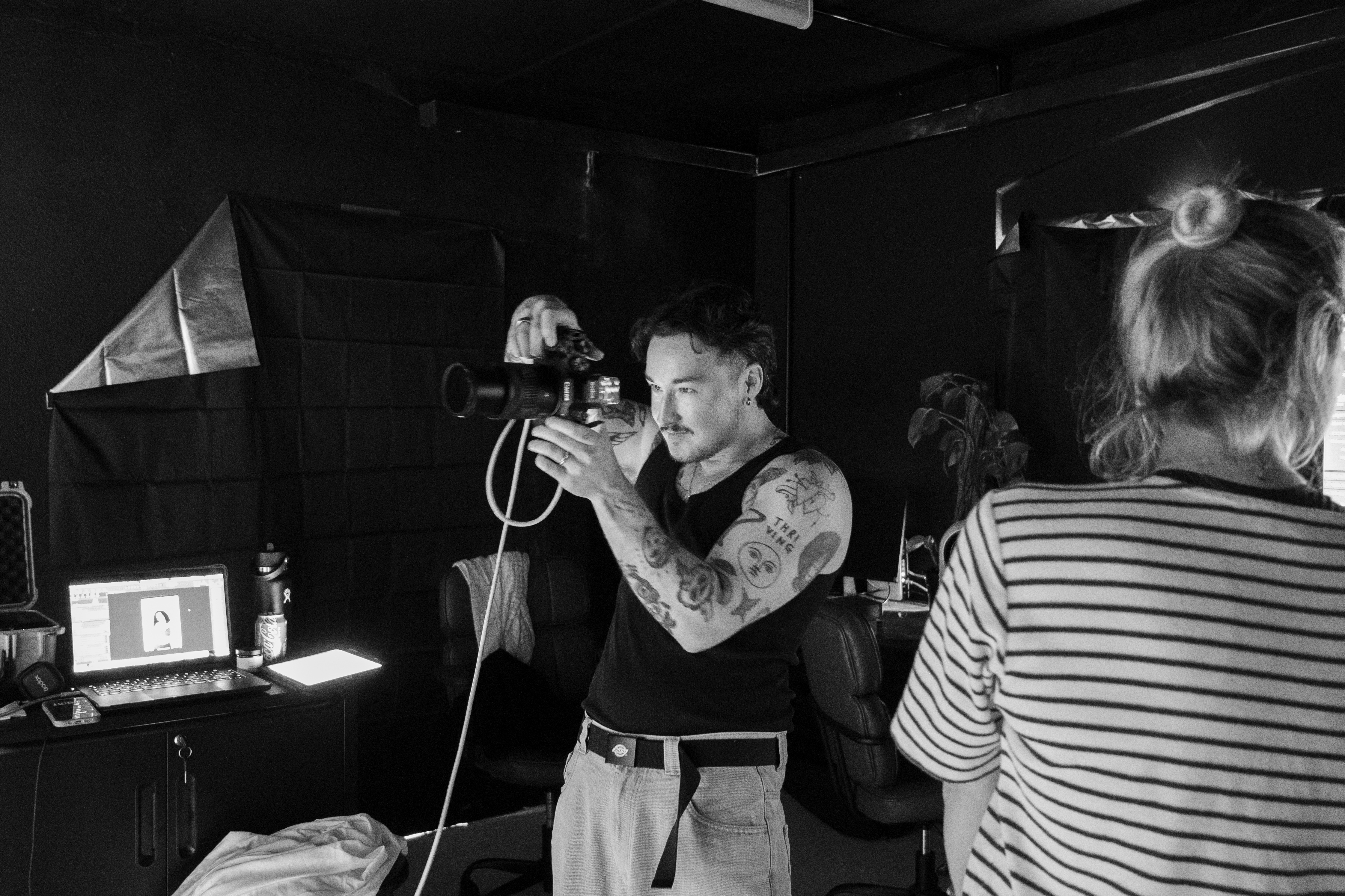 Behind the scenes at The Studio Hastings during a headshot session