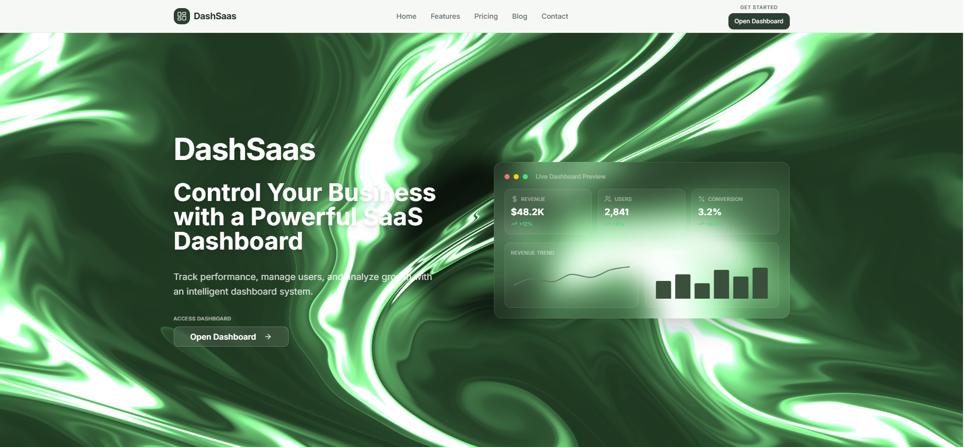 Dashsaas — Business analytics dashboard template preview
