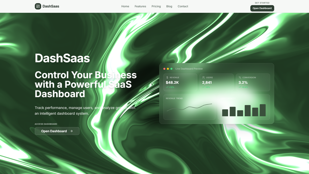 Dashsaas — Business analytics dashboard template preview