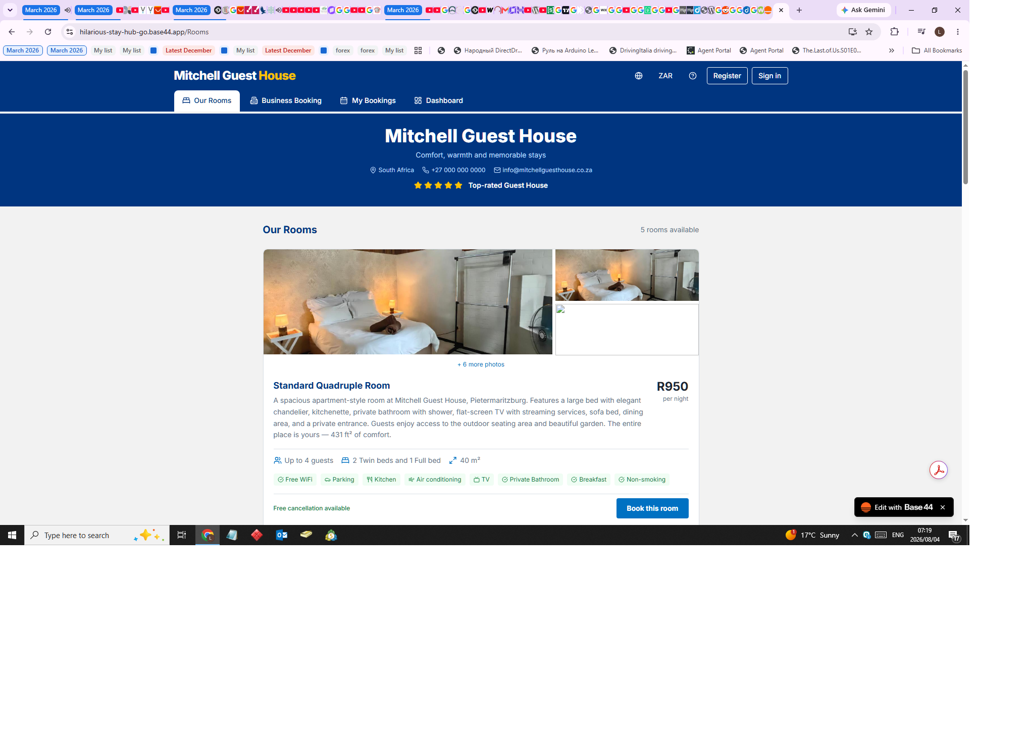 Bnb booking template preview