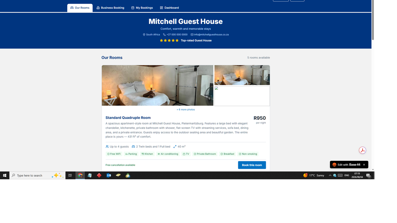 Bnb booking template preview
