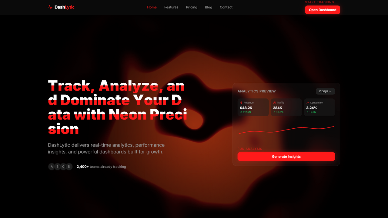 Dashlytic — Analytics dashboard platform template preview