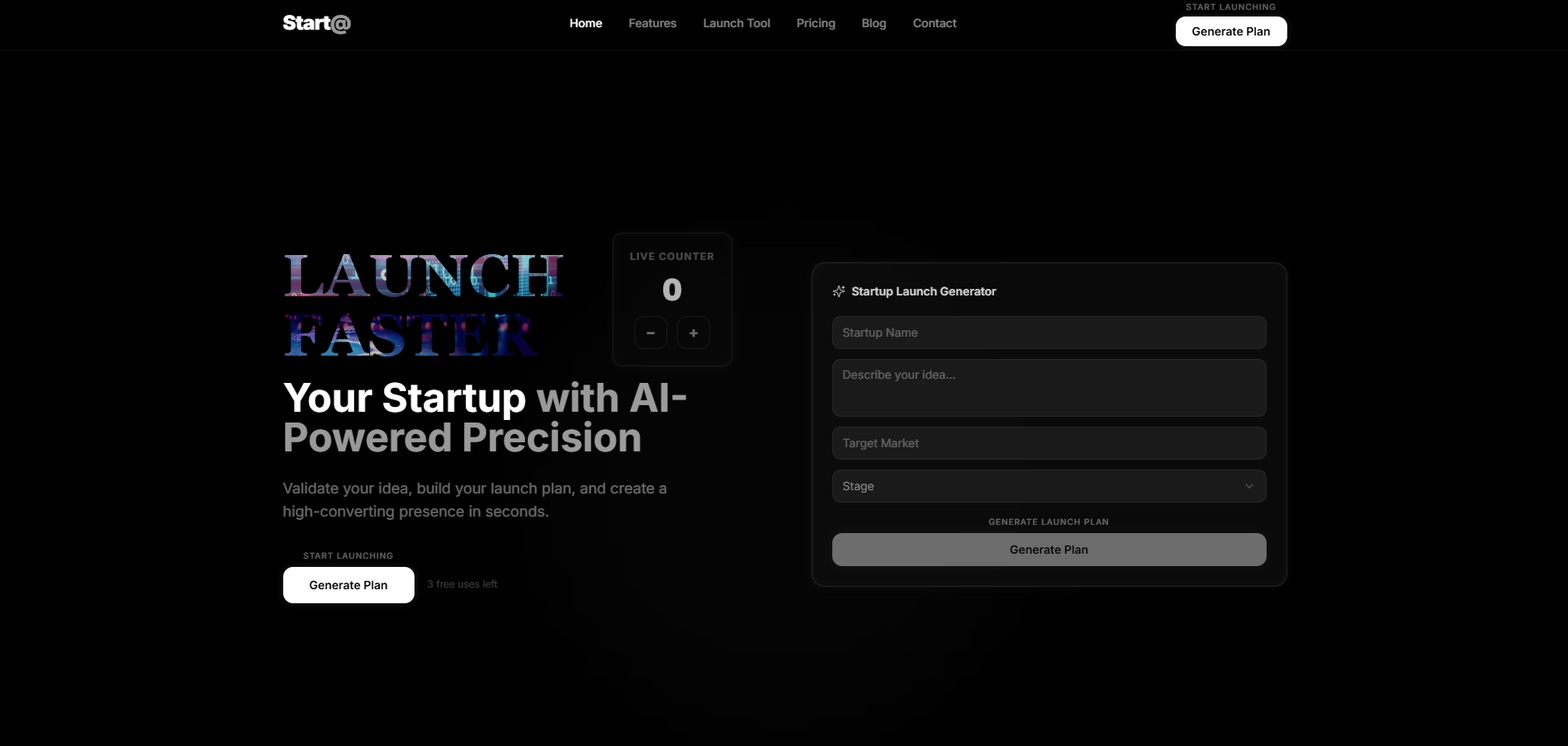 Startt — Minimal platform for launching ideas template preview