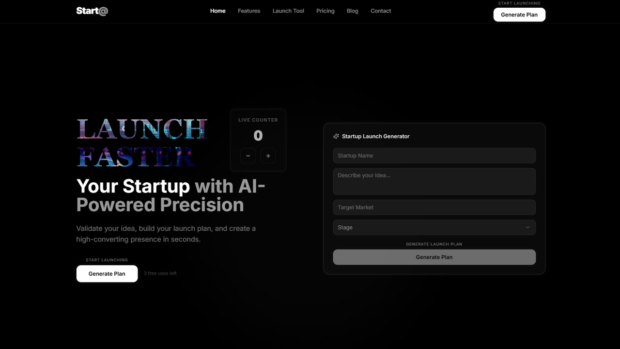 Startt — Minimal platform for launching ideas template preview