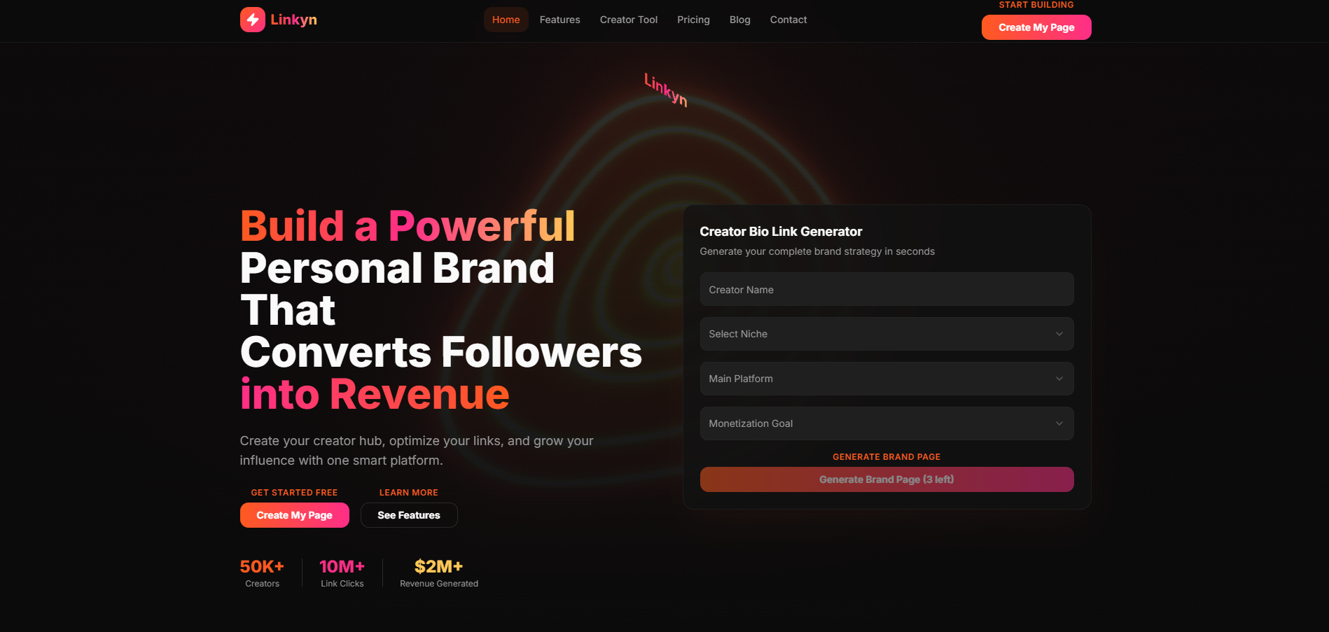 Linkyn — Personal brand and profile platform template preview