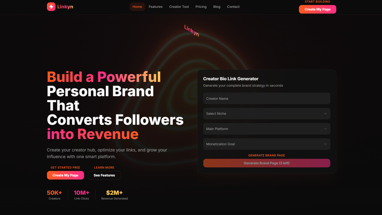 Linkyn — Personal brand and profile platform template preview